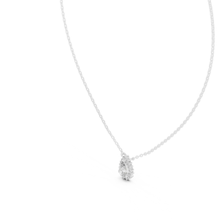 Three-quarter-view: Round Diamond Necklace with Prong Setting in 14k White Gold - Lab Grown - Driona Jewels