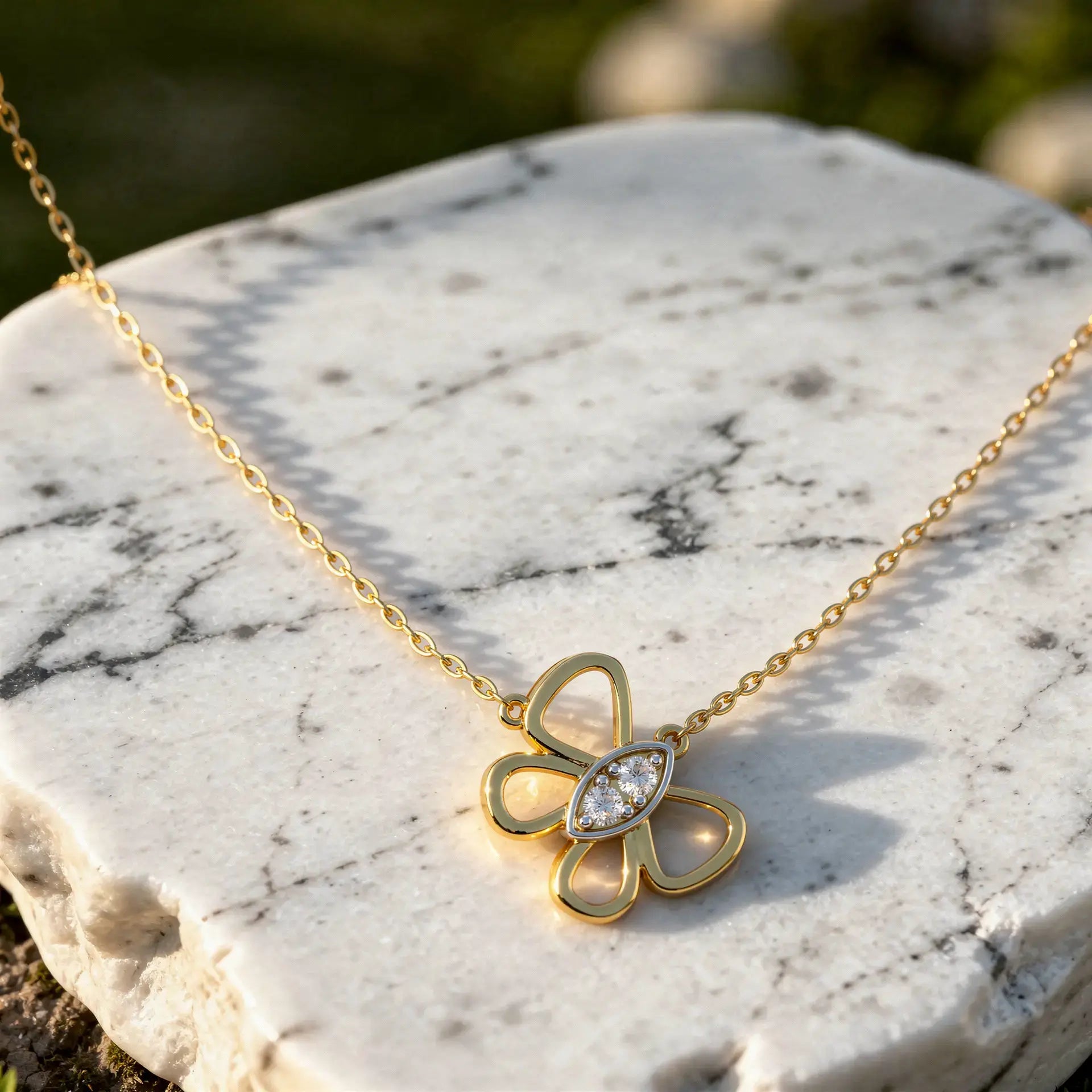Close-up: Round Diamond Necklace with Prong Setting in 14k Yellow Gold - Lab Grown - Driona Jewels
