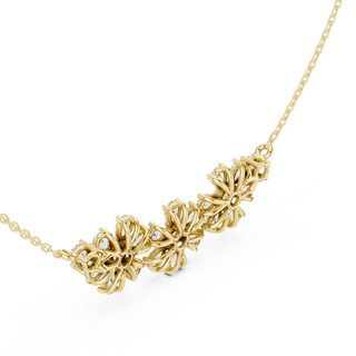 Close-up: Round Diamond Necklace with Prong Setting in 14k Yellow Gold - Lab Grown - Driona Jewels