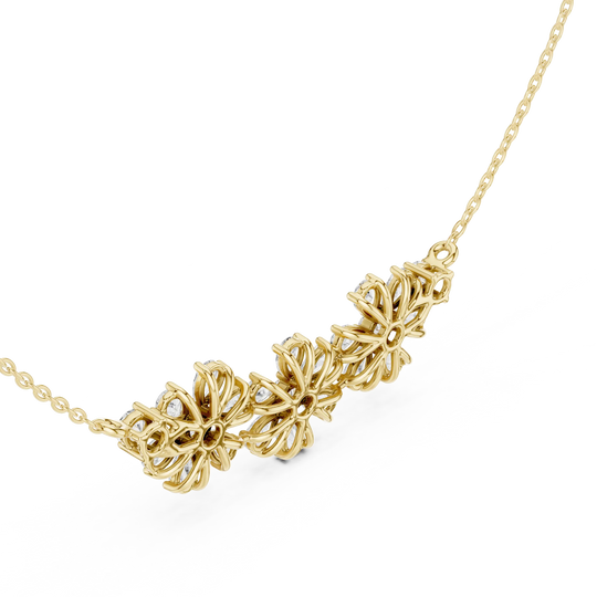 Close-up: Round Diamond Necklace with Prong Setting in 14k Yellow Gold - Lab Grown - Driona Jewels