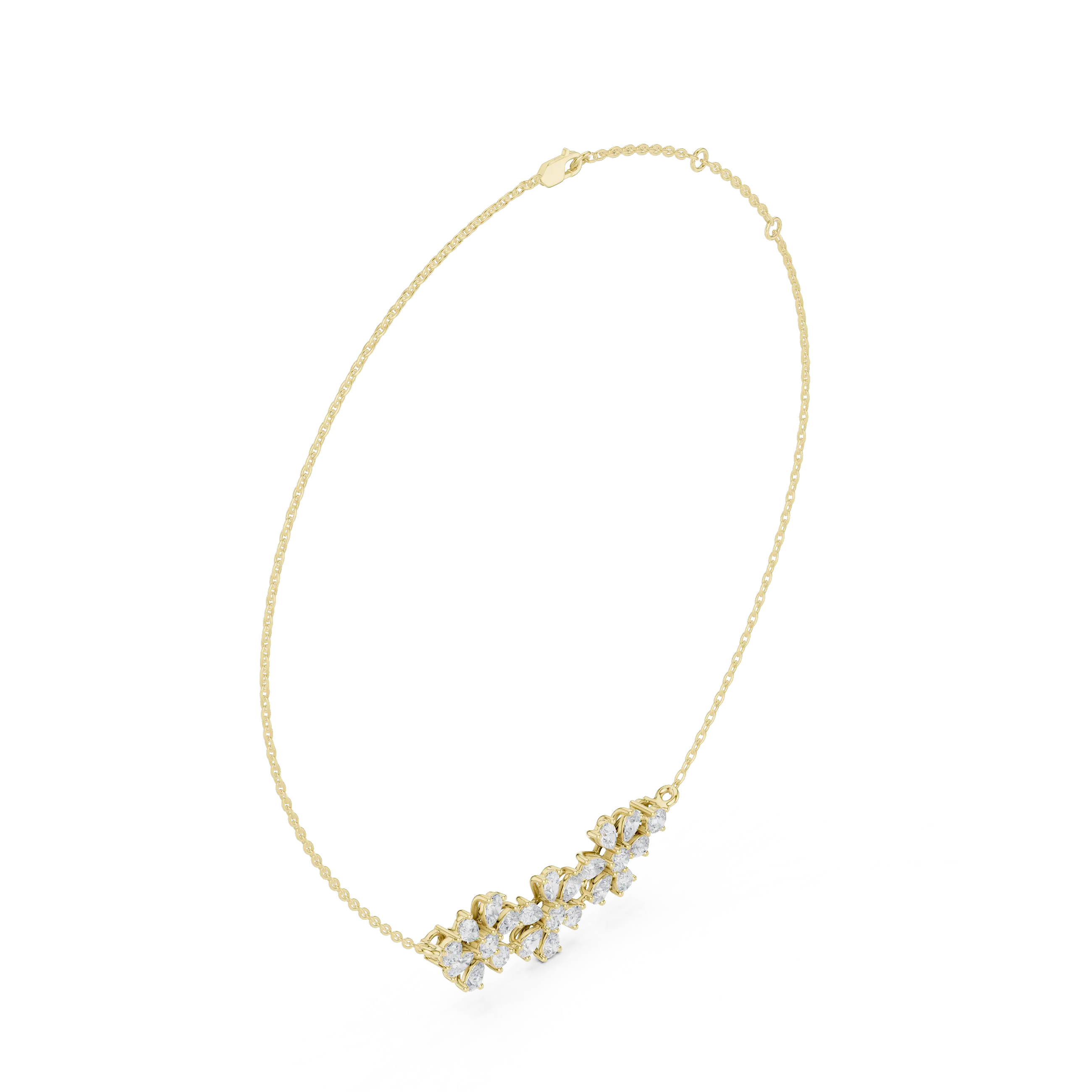 Front-View: Round Diamond Necklace with Prong Setting in 14k Yellow Gold - Lab Grown - Driona Jewels