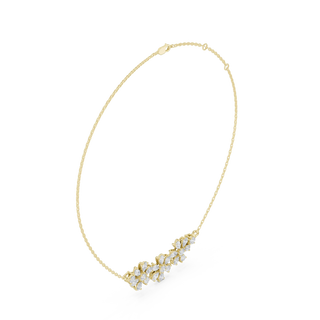 Front-View: Round Diamond Necklace with Prong Setting in 14k Yellow Gold - Lab Grown - Driona Jewels