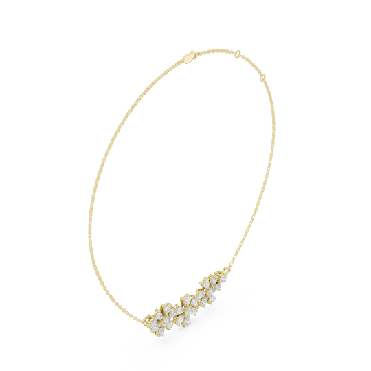 Front-View: Round Diamond Necklace with Prong Setting in 14k Yellow Gold - Lab Grown - Driona Jewels