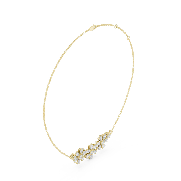 Front-View: Round Diamond Necklace with Prong Setting in 14k Yellow Gold - Lab Grown - Driona Jewels