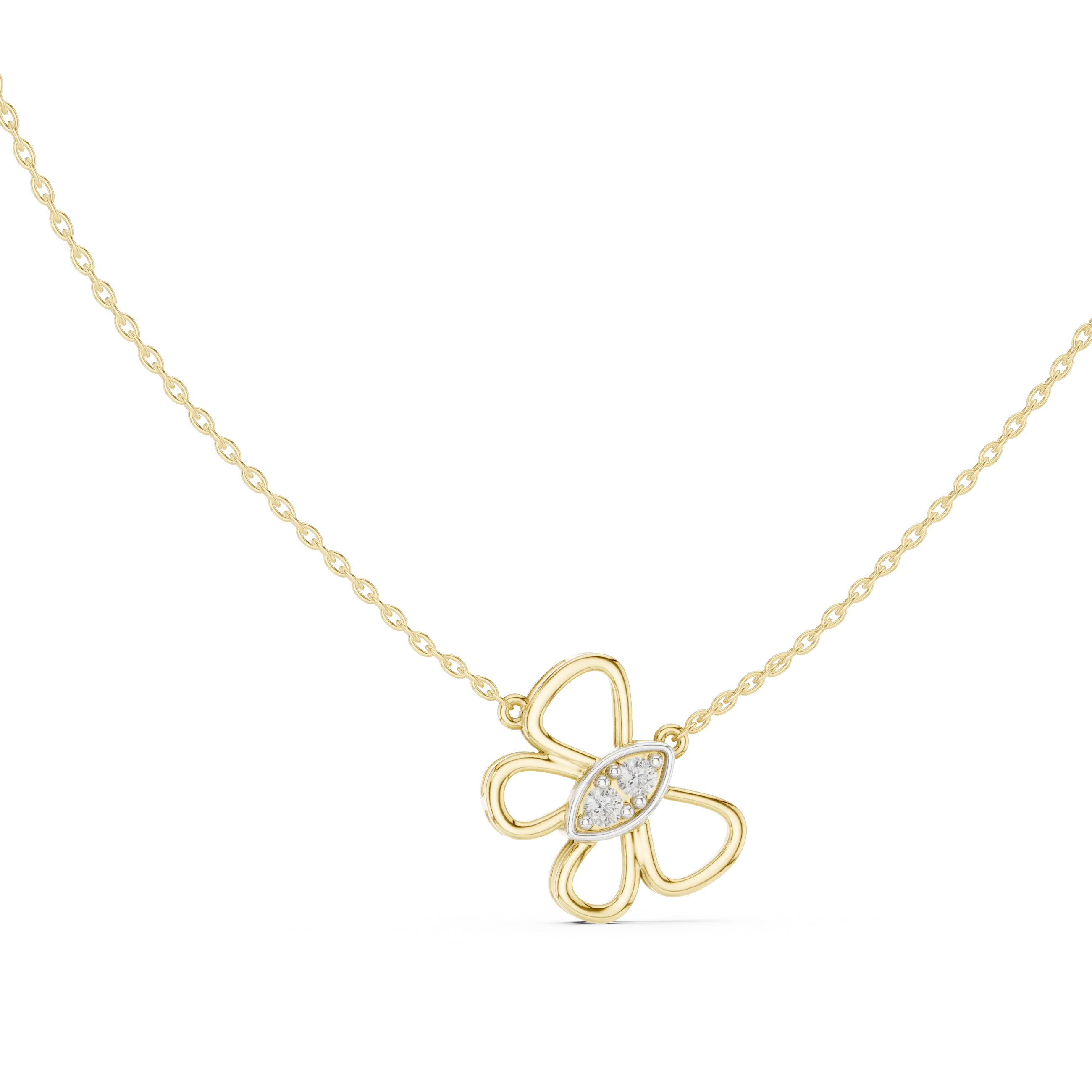 Front-View: Round Diamond Necklace with Prong Setting in 14k Yellow Gold - Lab Grown - Driona Jewels