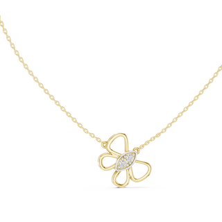 Front-View: Round Diamond Necklace with Prong Setting in 14k Yellow Gold - Lab Grown - Driona Jewels