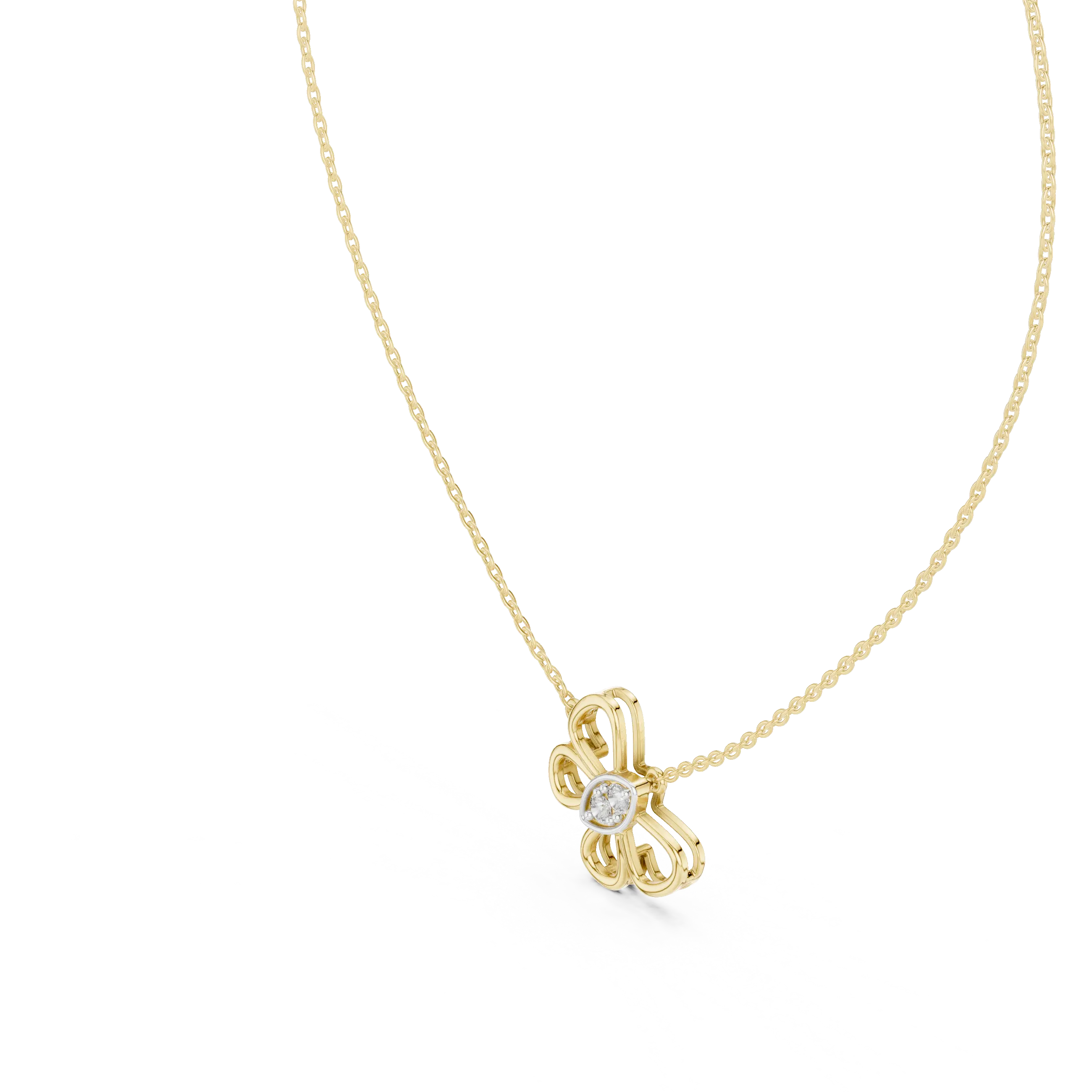 Front-View: Round Diamond Necklace with Prong Setting in 14k Yellow Gold - Lab Grown - Driona Jewels
