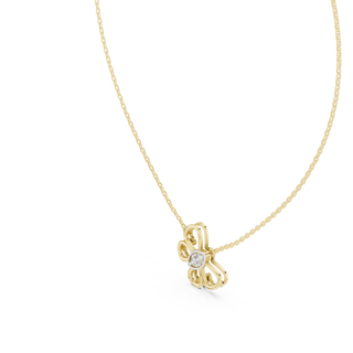 Front-View: Round Diamond Necklace with Prong Setting in 14k Yellow Gold - Lab Grown - Driona Jewels