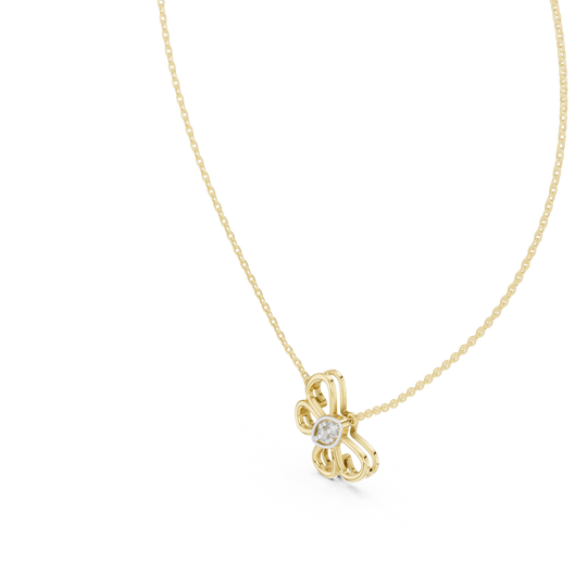 Front-View: Round Diamond Necklace with Prong Setting in 14k Yellow Gold - Lab Grown - Driona Jewels