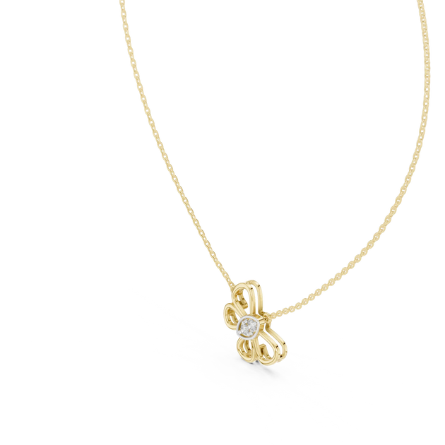 Front-View: Round Diamond Necklace with Prong Setting in 14k Yellow Gold - Lab Grown - Driona Jewels