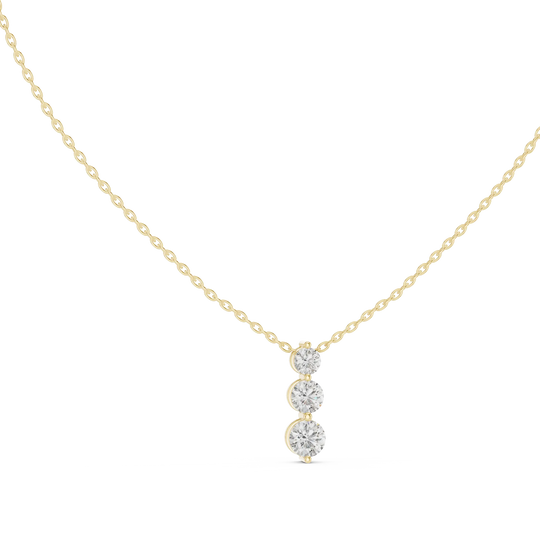 Front View: Round Diamond Necklace with Prong Setting in 14k Yellow Gold - Lab Grown - Driona Jewels