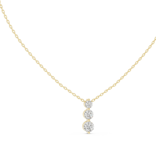 Front View: Round Diamond Necklace with Prong Setting in 14k Yellow Gold - Lab Grown - Driona Jewels
