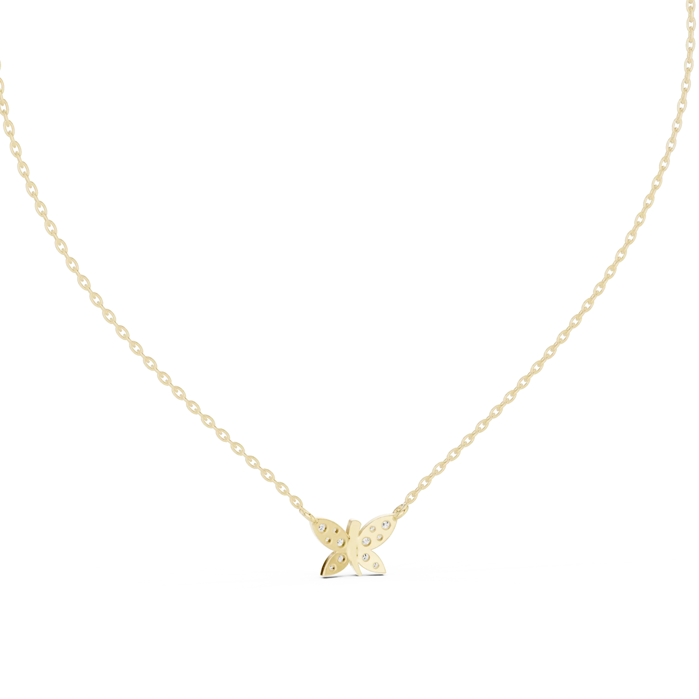 Front-View: Round Diamond Necklace with Prong Setting in 14k Yellow Gold - Lab Grown - Driona Jewels