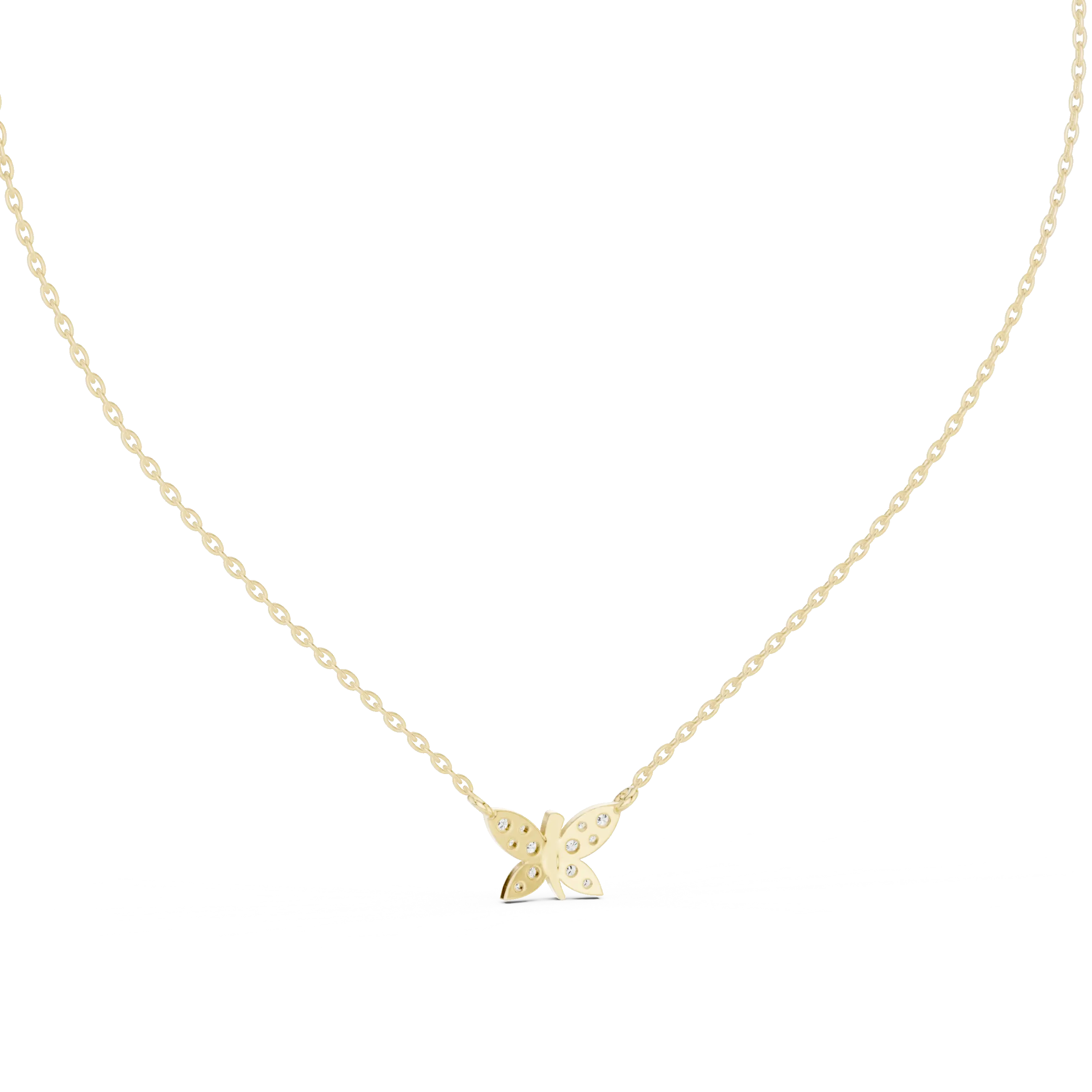 Front-View: Round Diamond Necklace with Prong Setting in 14k Yellow Gold - Lab Grown - Driona Jewels