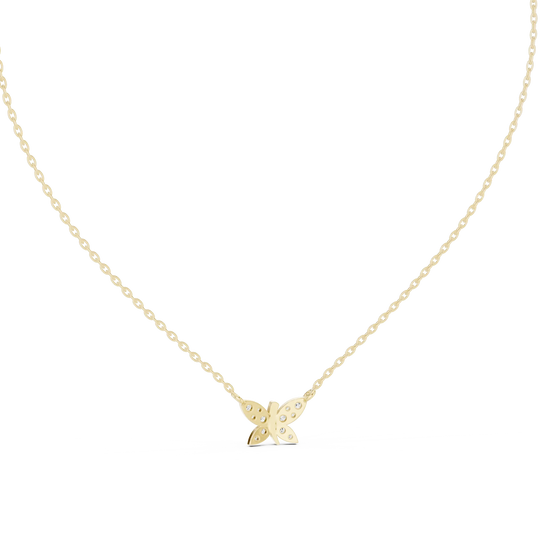Front-View: Round Diamond Necklace with Prong Setting in 14k Yellow Gold - Lab Grown - Driona Jewels