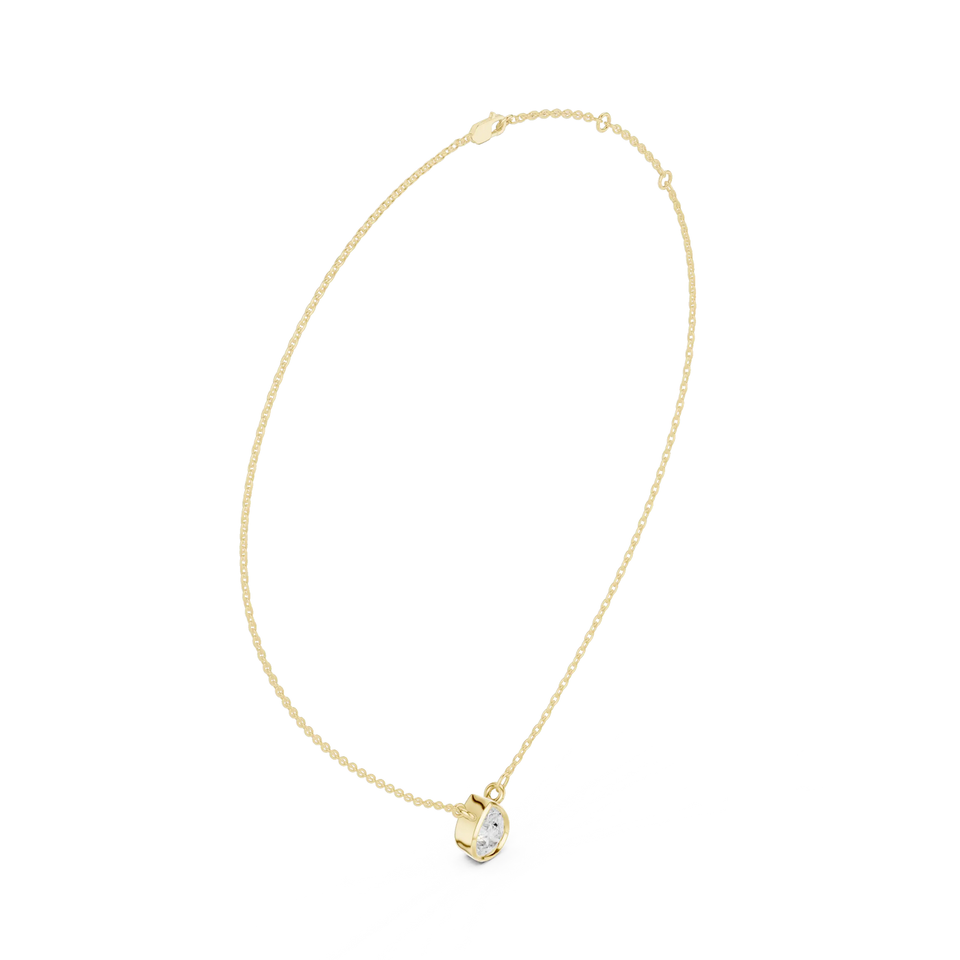 Front-view: Round Diamond Necklace with Prong Setting in 14k Yellow Gold - Lab Grown - Driona Jewels