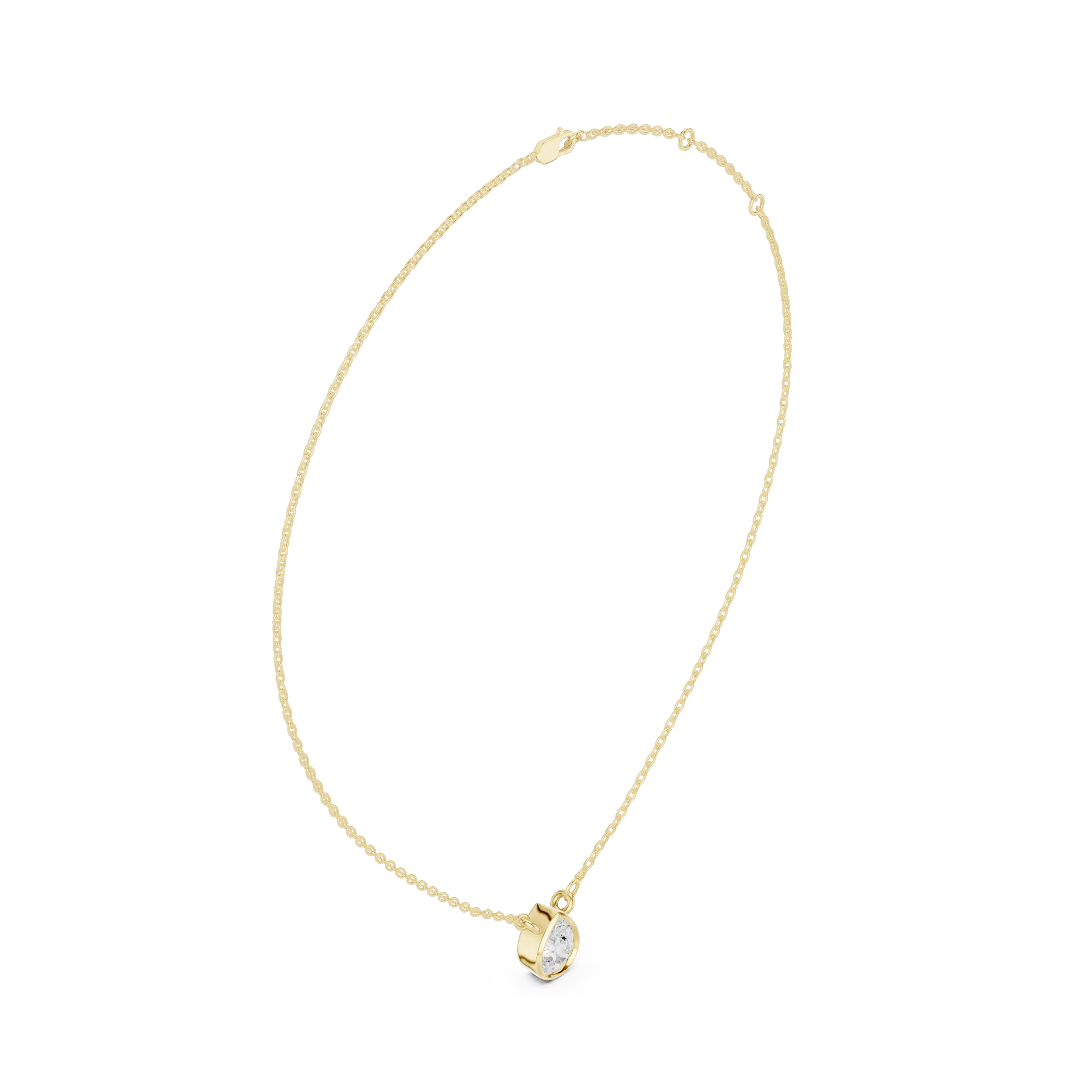 Front-view: Round Diamond Necklace with Prong Setting in 14k Yellow Gold - Lab Grown - Driona Jewels