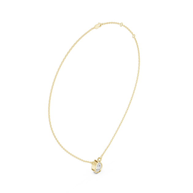Front-view: Round Diamond Necklace with Prong Setting in 14k Yellow Gold - Lab Grown - Driona Jewels