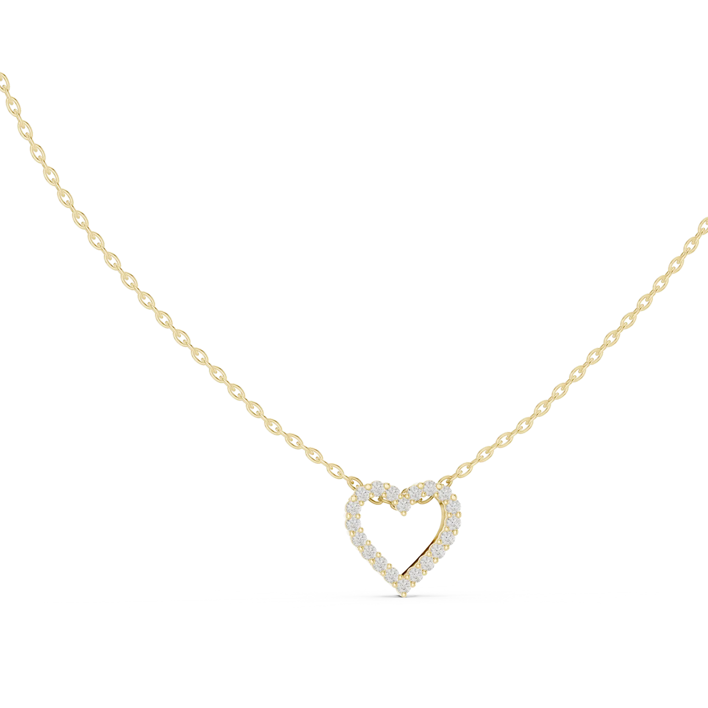 Front-View: Round Diamond Necklace with Prong Setting in 14k Yellow Gold - Lab Grown - Driona Jewels