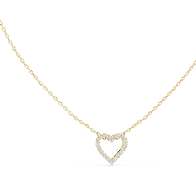 Front-View: Round Diamond Necklace with Prong Setting in 14k Yellow Gold - Lab Grown - Driona Jewels