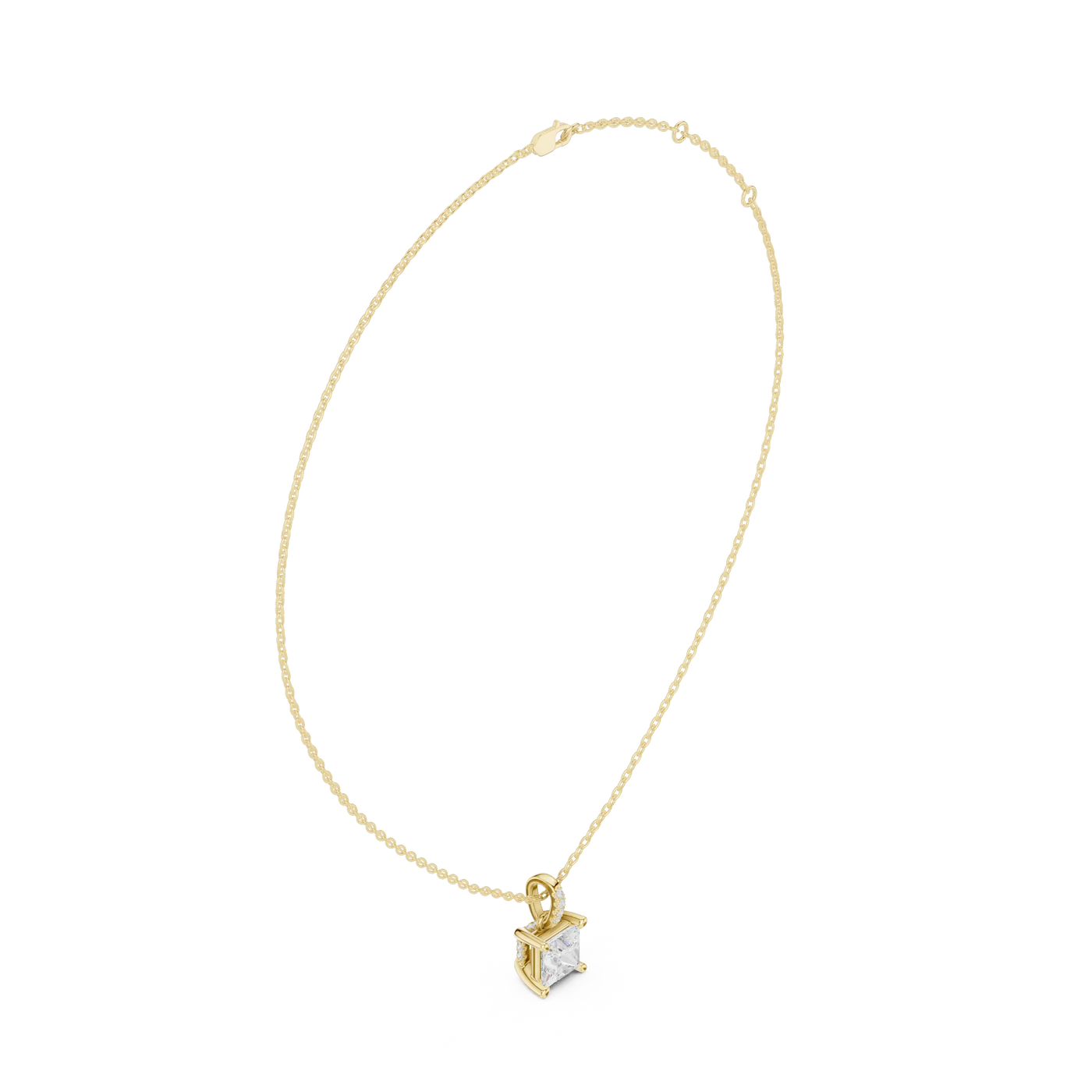Front-view: Round Diamond Necklace with Prong Setting in 14k Yellow Gold - Lab Grown - Driona Jewels
