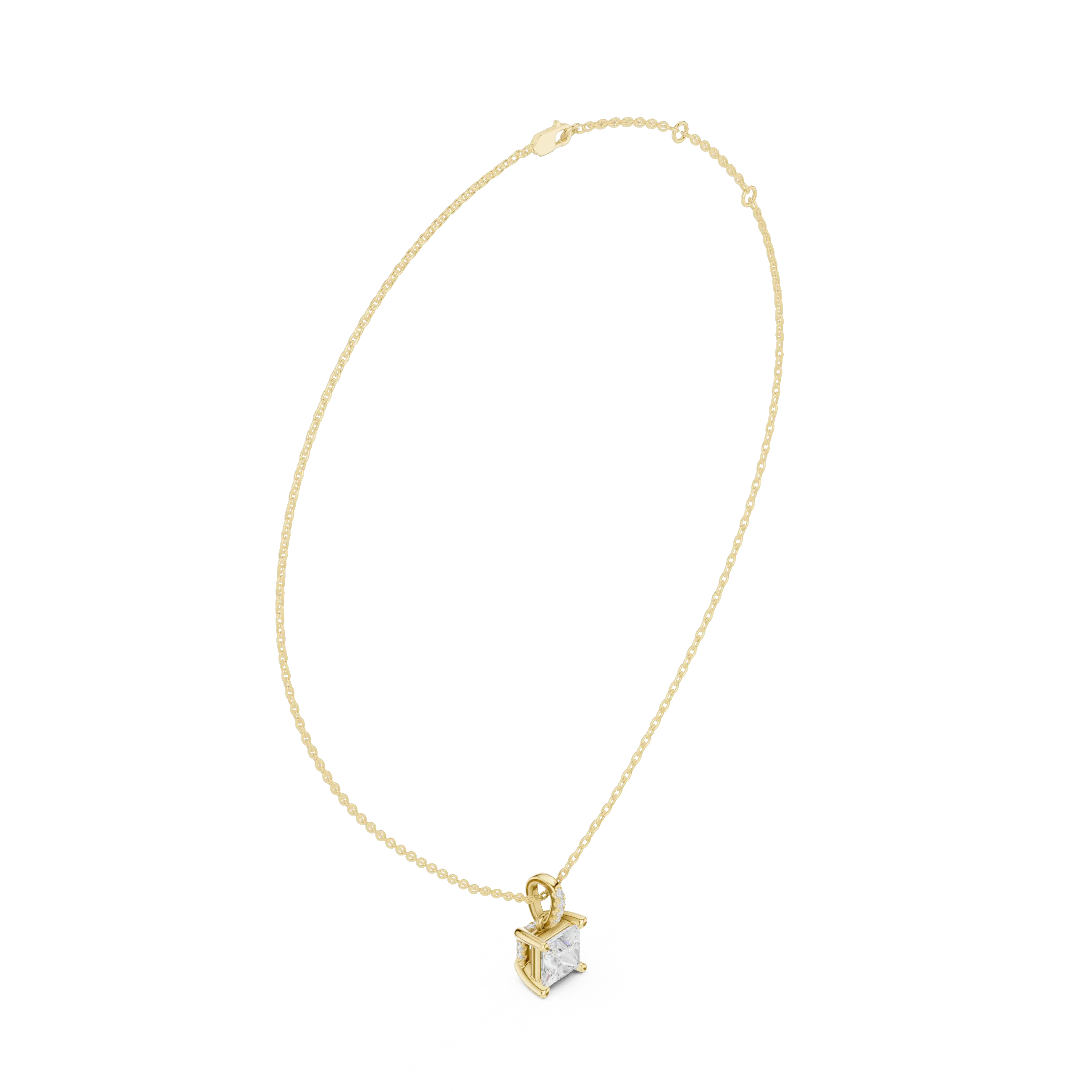 Front-view: Round Diamond Necklace with Prong Setting in 14k Yellow Gold - Lab Grown - Driona Jewels