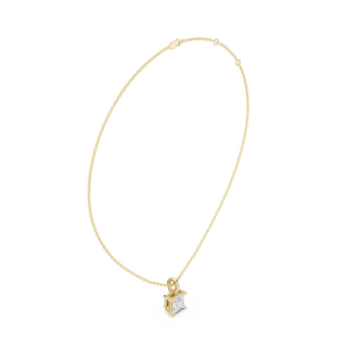 Front-view: Round Diamond Necklace with Prong Setting in 14k Yellow Gold - Lab Grown - Driona Jewels