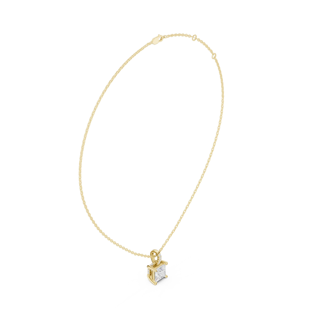 Front-view: Round Diamond Necklace with Prong Setting in 14k Yellow Gold - Lab Grown - Driona Jewels