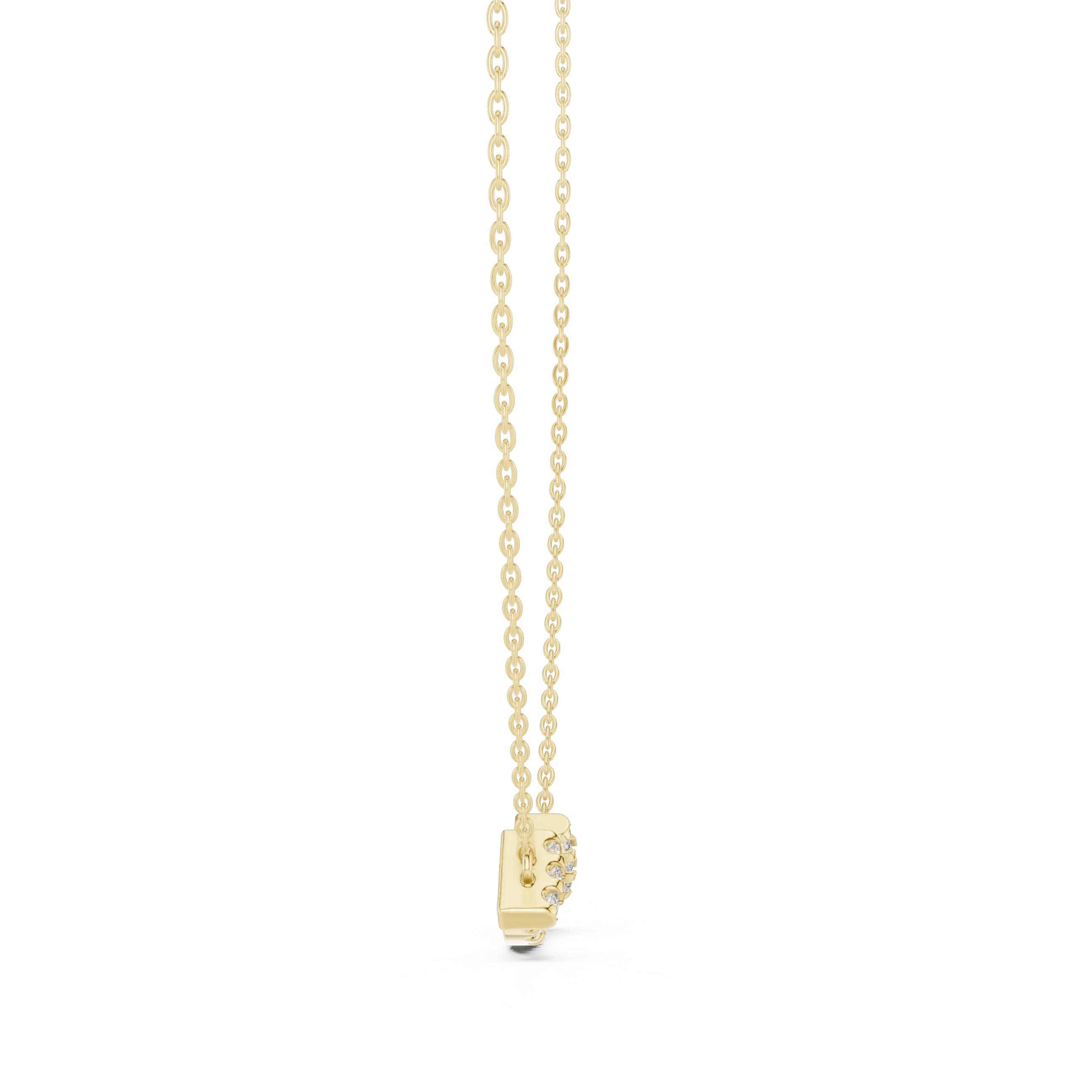 Front View: Round Diamond Necklace with Prong Setting in 14k Yellow Gold - Lab Grown - Driona Jewels
