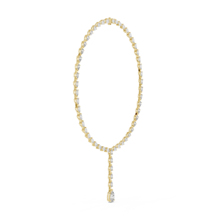 Front-View: Round Diamond Necklace with Prong Setting in 14k Yellow Gold - Lab Grown - Driona Jewels