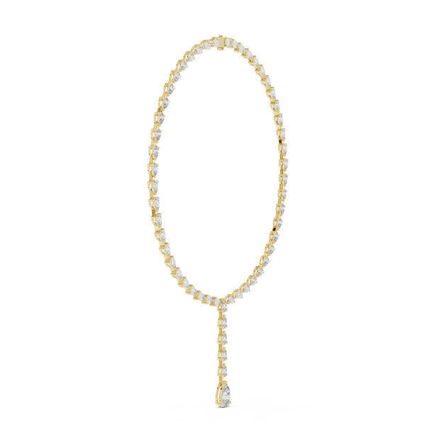 Front-View: Round Diamond Necklace with Prong Setting in 14k Yellow Gold - Lab Grown - Driona Jewels