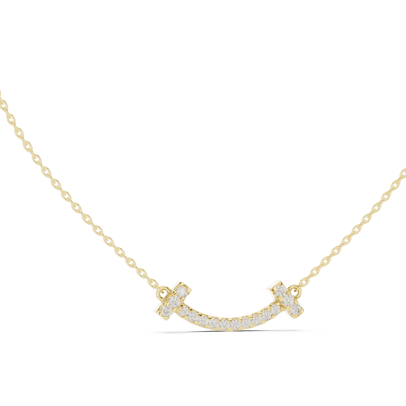 Front-View: Round Diamond Necklace with Prong Setting in 14k Yellow Gold - Lab Grown - Driona Jewels