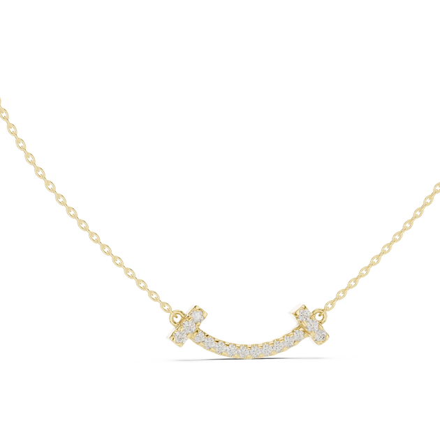 Front-View: Round Diamond Necklace with Prong Setting in 14k Yellow Gold - Lab Grown - Driona Jewels