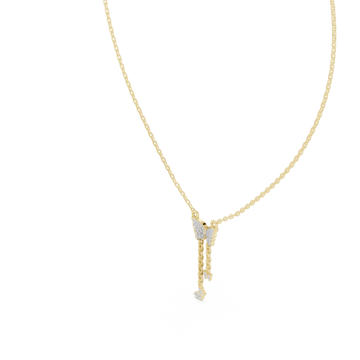 Front-view: Round Diamond Necklace with Prong Setting in 14k Yellow Gold - Lab Grown - Driona Jewels