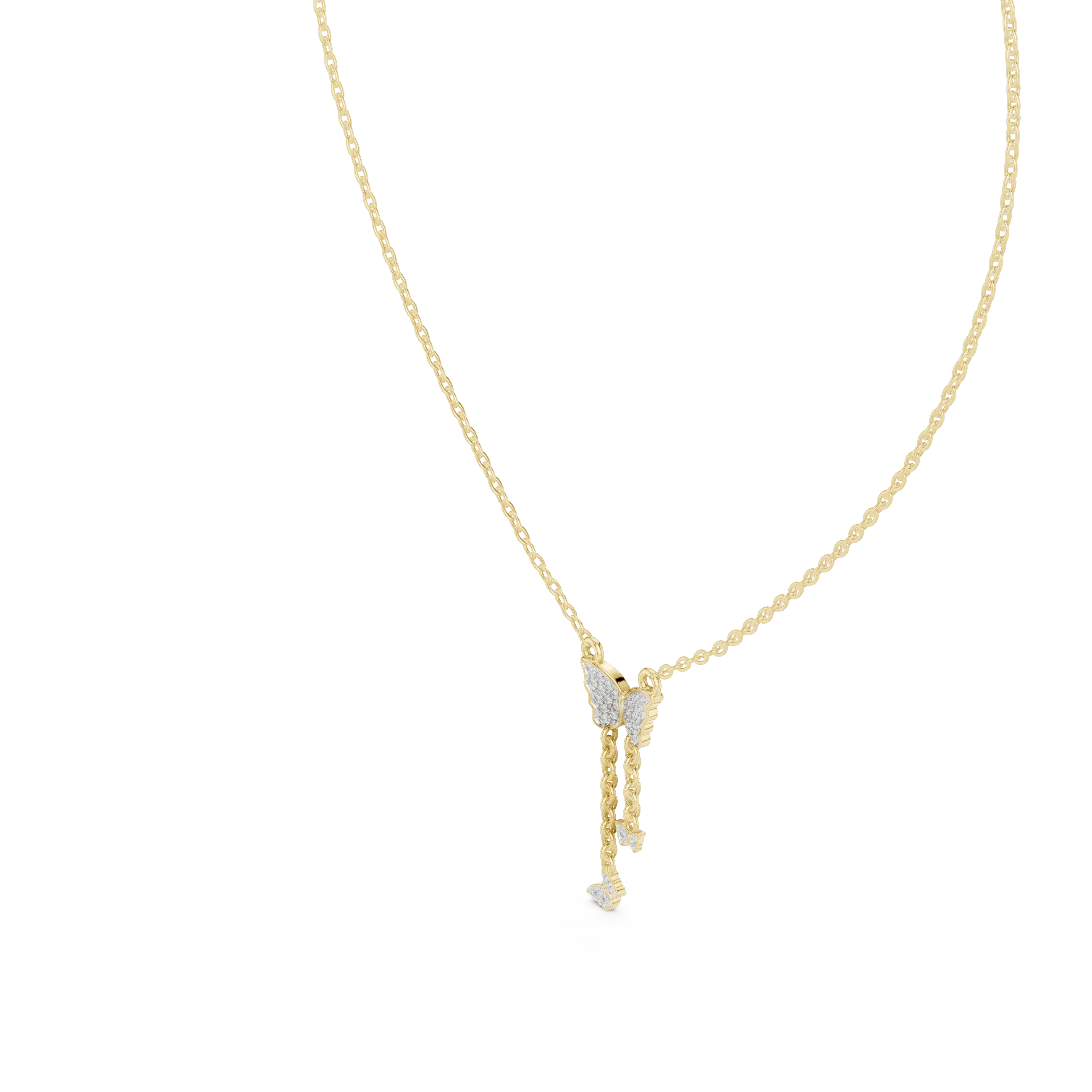 Front-view: Round Diamond Necklace with Prong Setting in 14k Yellow Gold - Lab Grown - Driona Jewels