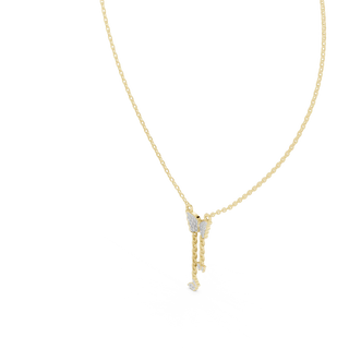 Front-view: Round Diamond Necklace with Prong Setting in 14k Yellow Gold - Lab Grown - Driona Jewels