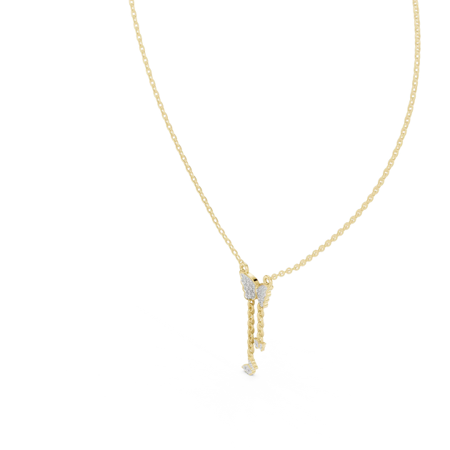 Front-view: Round Diamond Necklace with Prong Setting in 14k Yellow Gold - Lab Grown - Driona Jewels