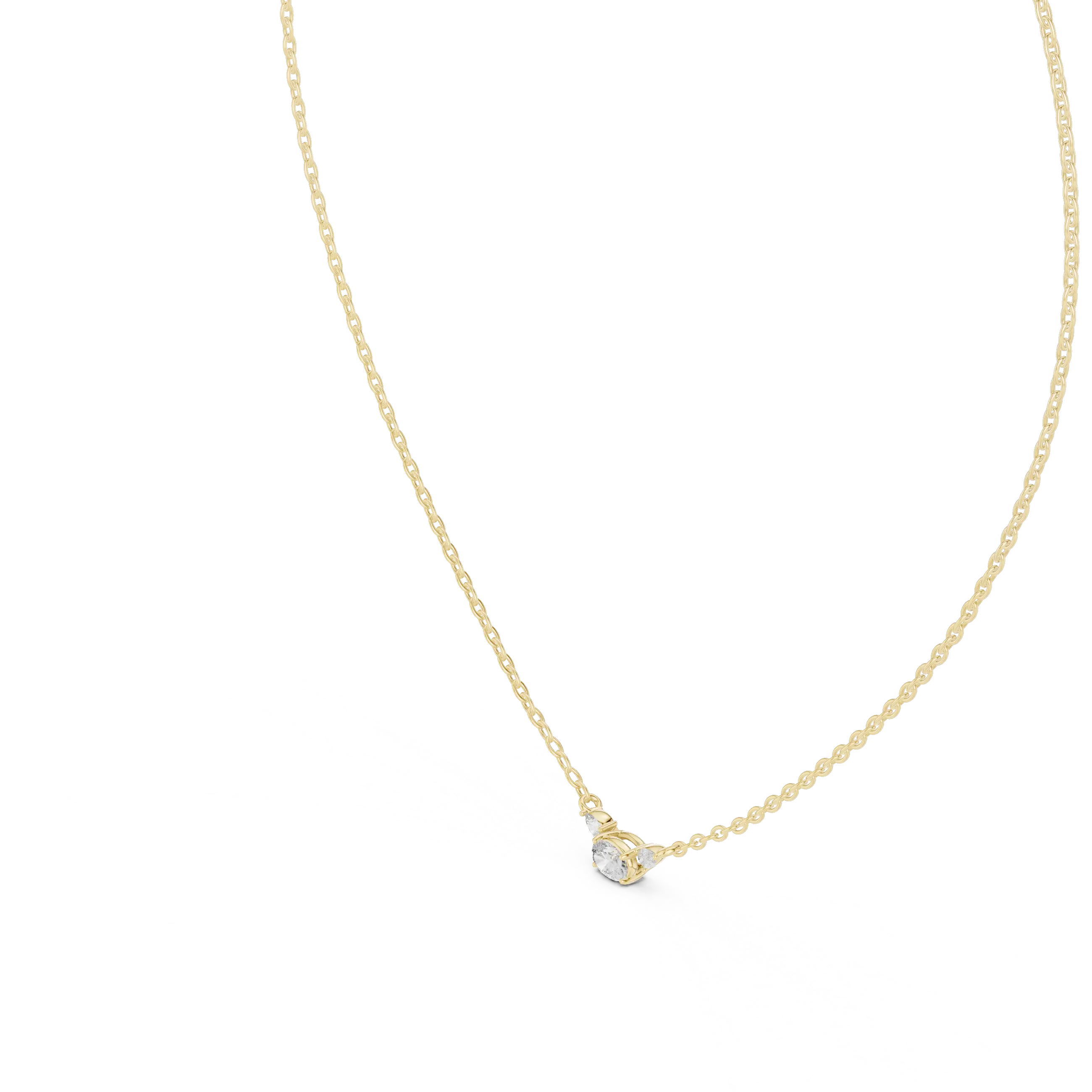 Front View: Round Diamond Necklace with Prong Setting in 14k Yellow Gold - Lab Grown - Driona Jewels