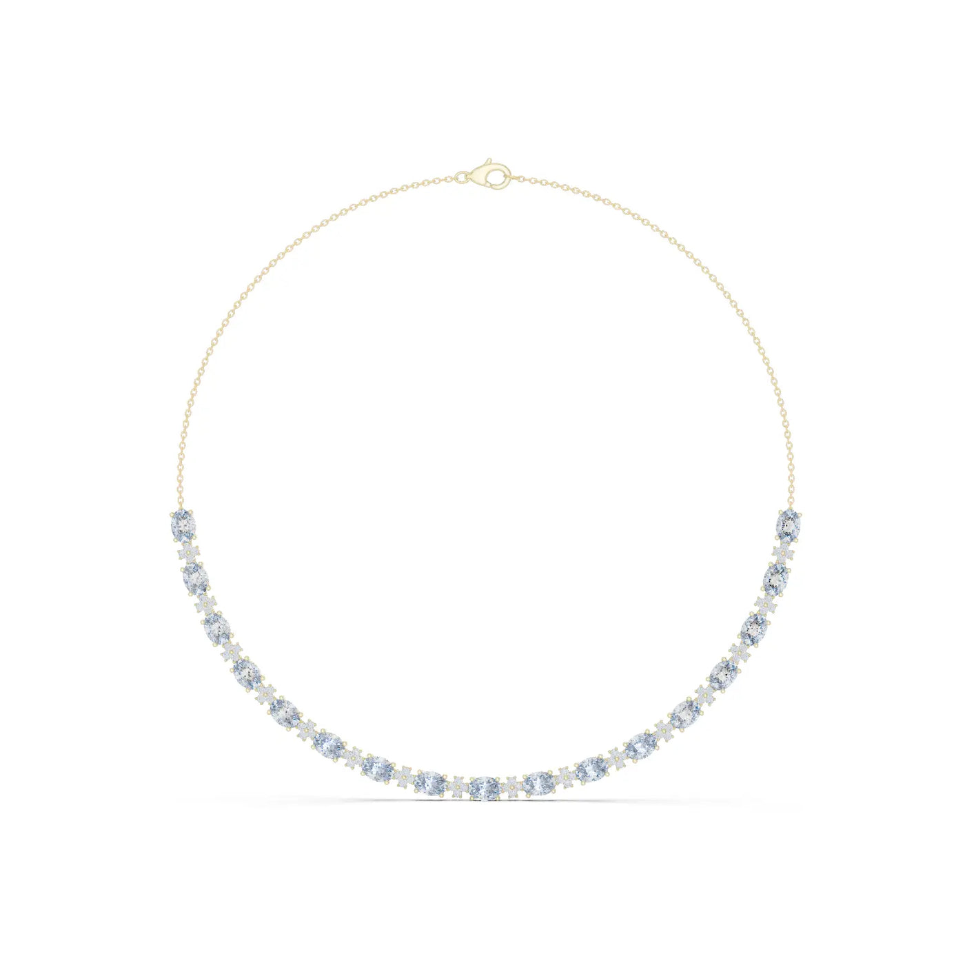 Front View: Round Diamond Necklace with Prong Setting in 14k Yellow Gold - Lab Grown - Driona Jewels