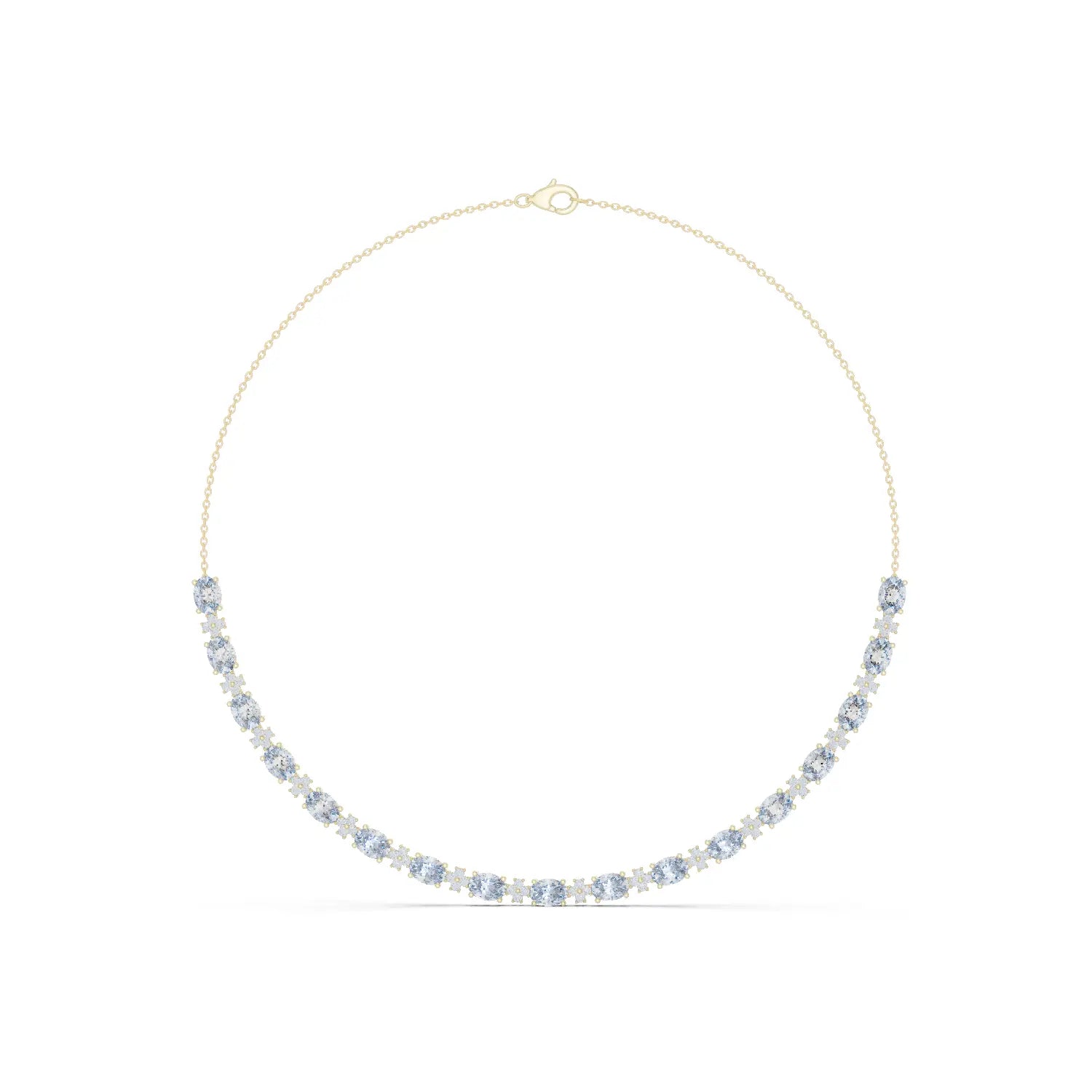 Front View: Round Diamond Necklace with Prong Setting in 14k Yellow Gold - Lab Grown - Driona Jewels