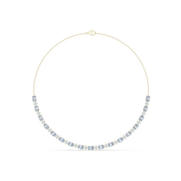 Front View: Round Diamond Necklace with Prong Setting in 14k Yellow Gold - Lab Grown - Driona Jewels