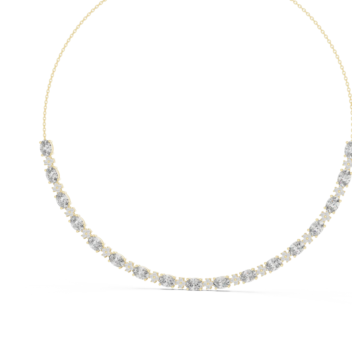 Front View: Round Diamond Necklace with Prong Setting in 14k Yellow Gold - Lab Grown - Driona Jewels