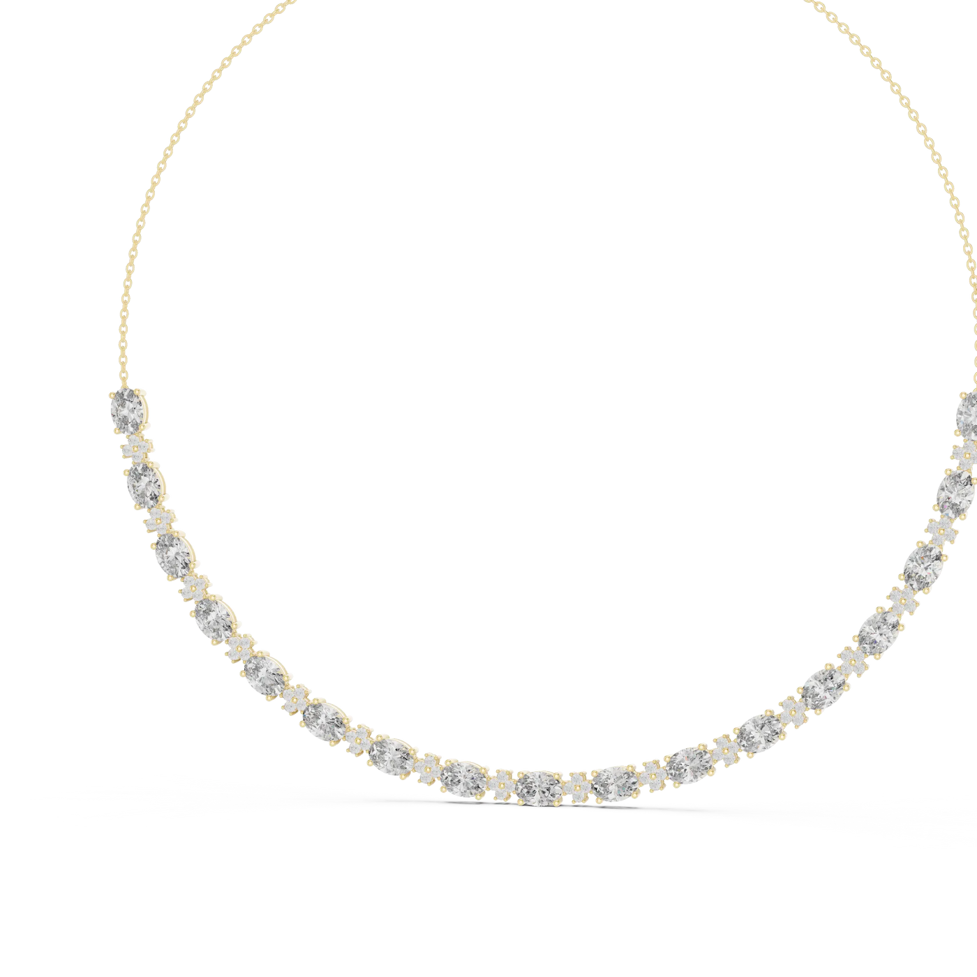 Front View: Round Diamond Necklace with Prong Setting in 14k Yellow Gold - Lab Grown - Driona Jewels