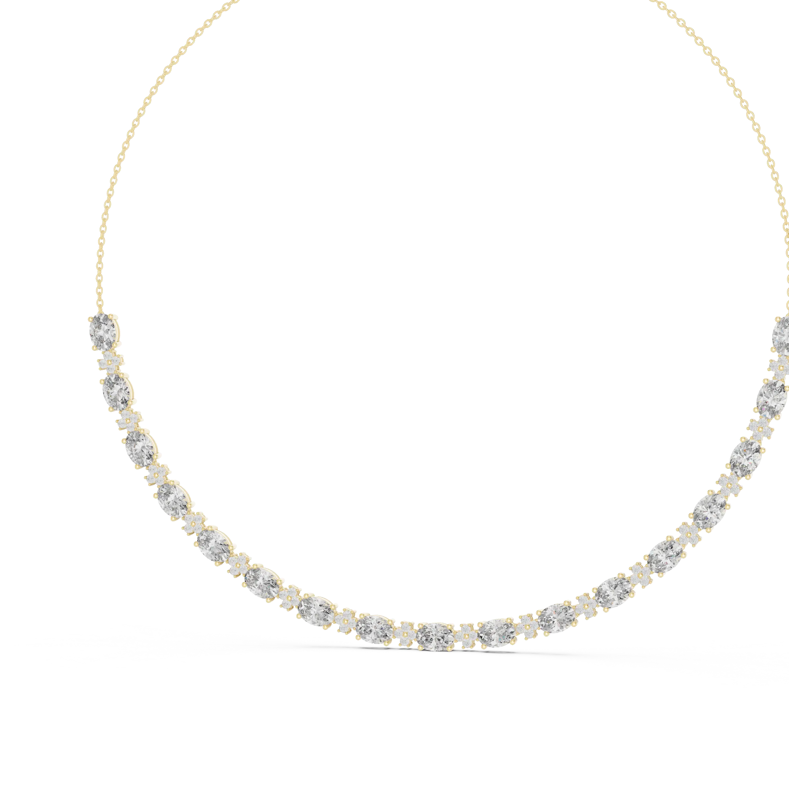 Front View: Round Diamond Necklace with Prong Setting in 14k Yellow Gold - Lab Grown - Driona Jewels
