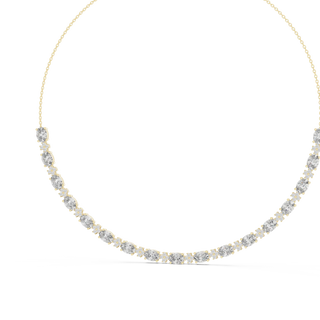 Front View: Round Diamond Necklace with Prong Setting in 14k Yellow Gold - Lab Grown - Driona Jewels