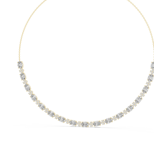 Front View: Round Diamond Necklace with Prong Setting in 14k Yellow Gold - Lab Grown - Driona Jewels