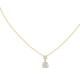 Front-view: Round Diamond Necklace with Prong Setting in 14k Yellow Gold - Lab Grown - Driona Jewels