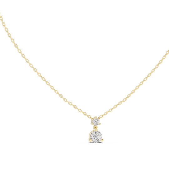 Front-view: Round Diamond Necklace with Prong Setting in 14k Yellow Gold - Lab Grown - Driona Jewels