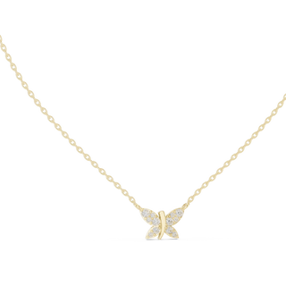 Front-View: Round Diamond Necklace with Prong Setting in 14k Yellow Gold - Lab Grown - Driona Jewels