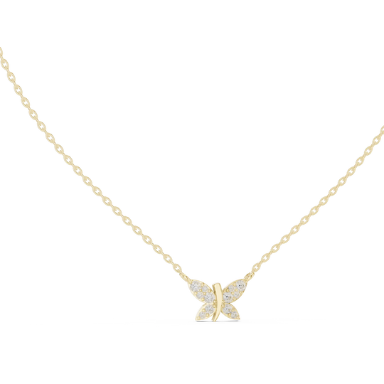 Front-View: Round Diamond Necklace with Prong Setting in 14k Yellow Gold - Lab Grown - Driona Jewels